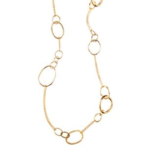 Long Organic Link and Chain Necklace-n001